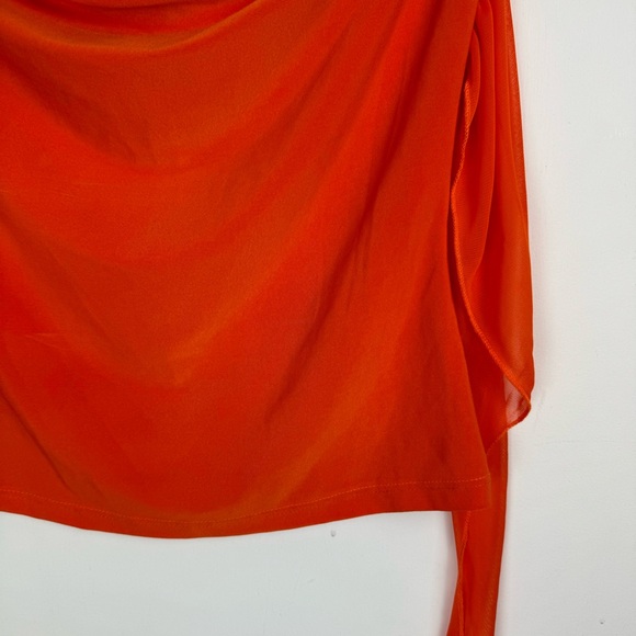 Vtg Y2K Orange Strapless Handkerchief Top Sz Large - Picture 7 of 11
